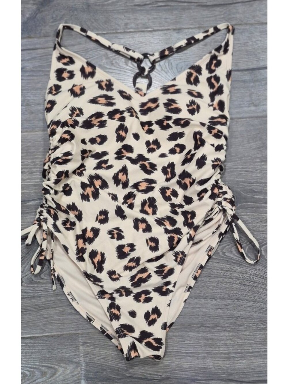 Kona Sol High-cut Cheetah One-Piece Bathingsuit Swimsuit Women's Large